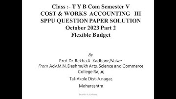 October 2023 Cost & Works Accounting  III SPPU Question paper Solution Part 2  TY B Com CMA,MBA,Mcom