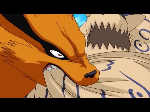 Kurama bites Onetails,Kurama Vs Shukaku! (Naruto Vs Gaara)