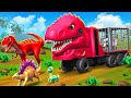 Trexs brave encounter with giant dino truck  saving jurassic dinosaurs  dinosaur cartoons 2024