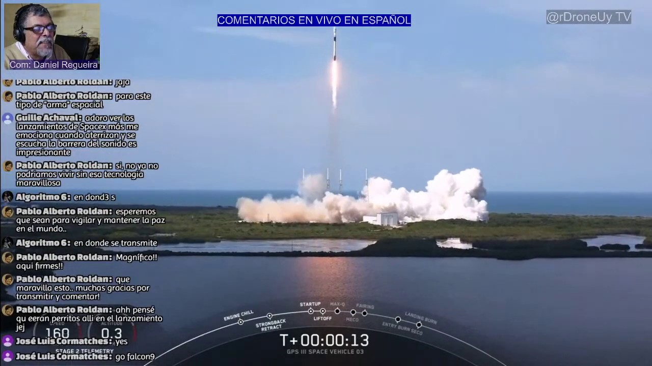 (Corto) LANZAMIENTO de Cohete Falcon 9 de Space X con satelites de GPS ...