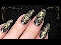 LUXE BAROQUE MATTE BLACK &amp; GOLD LACE STAMPING NAIL ART (Dixie Plates Stamped Nails)