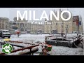 MILANO,ITALY: What looks like in winter seasons? Snowfall walk tour throughout the street | 2020 |4K