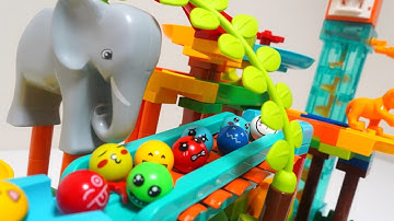 Satisfying Building Blocks Marble Run ASMR A melody coaster full of animals