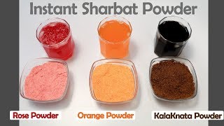 5 मिनटमेऑरेंज  रोज काला खट्टा  शरबत 3 Sharbat Instant Powder Drink Orange Rose Kala Khatta Premix