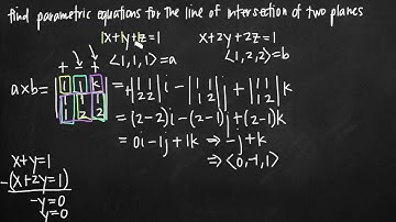 Parametric equations for the line of intersection of two planes (KristaKingMath)