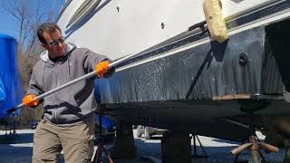 On & Off Fiberglass boat hull stain cleaning