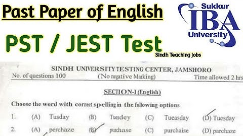 Past Paper of English | PST | JEST | IBA | Sindh Teaching jobs 2021 | Jobs World