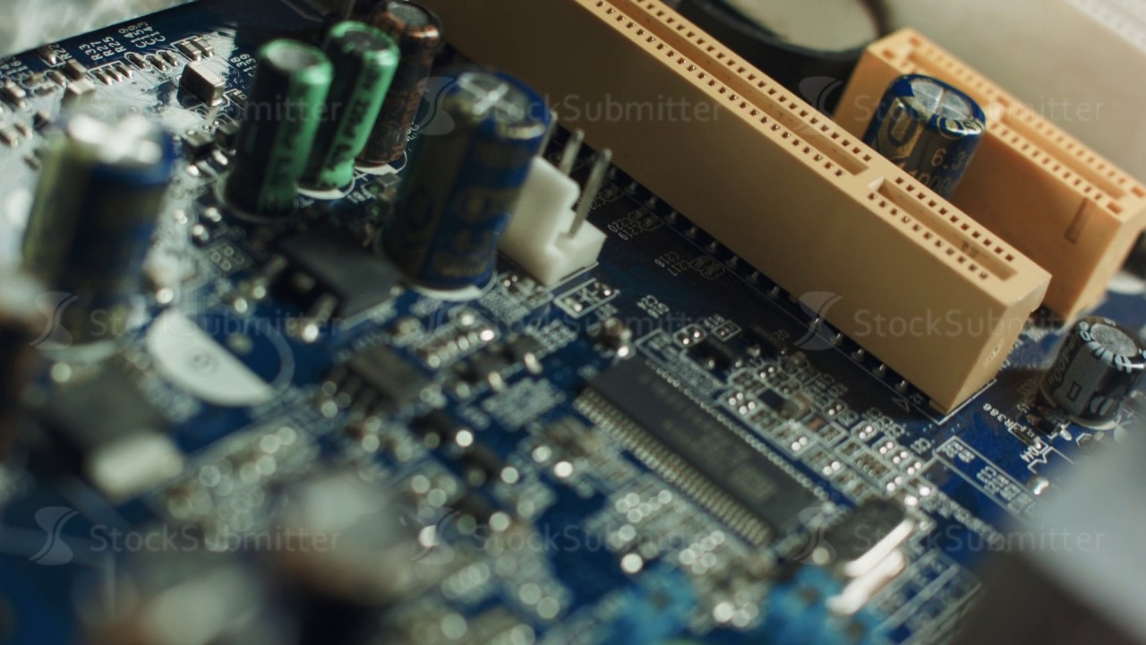 Closeup of dirty electronic circuit board