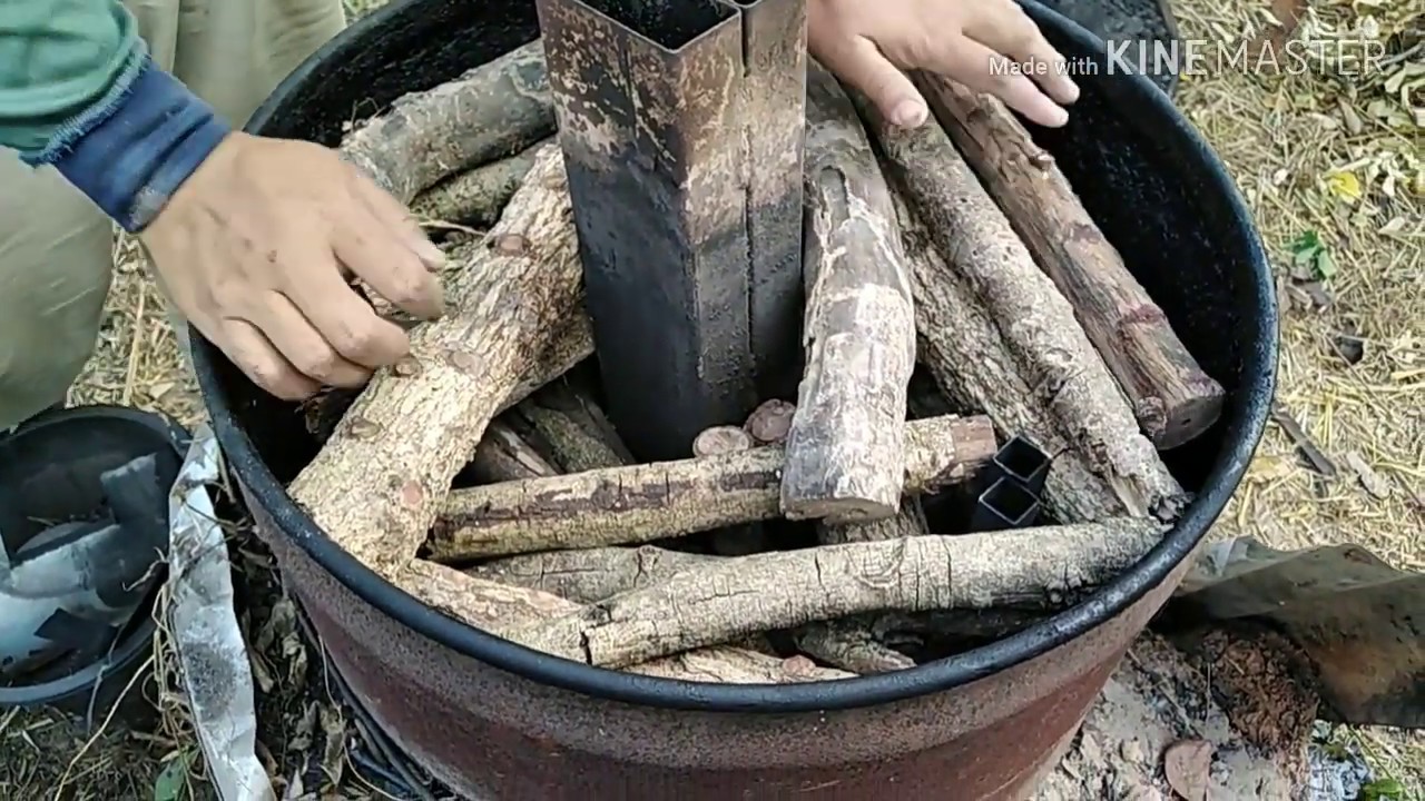 เตาที่3​ เรียงฟืนยังไงให้ได้ถ่าน100%  เผาถ่านควันน้อย