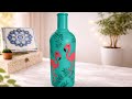 🦩 DIY Flamingo Bottle Painting | Easy Glass Bottle Art for Home Decor ✨#trending #viral #bottleart 