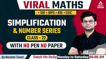 Simplification and Number Series | Class 22 | Quadratic Equation  | Viral Maths By Navneet Tiwari