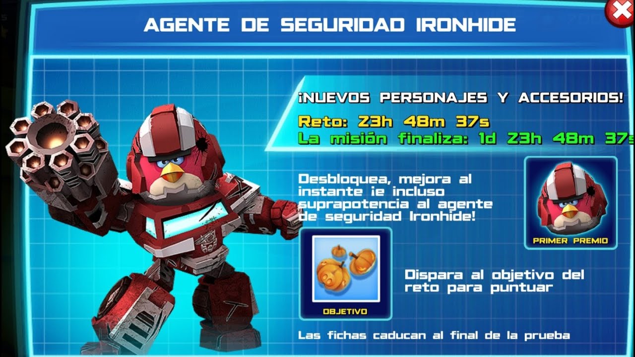 angry birds transformers nuevo evento de agente de seguridad ironhide