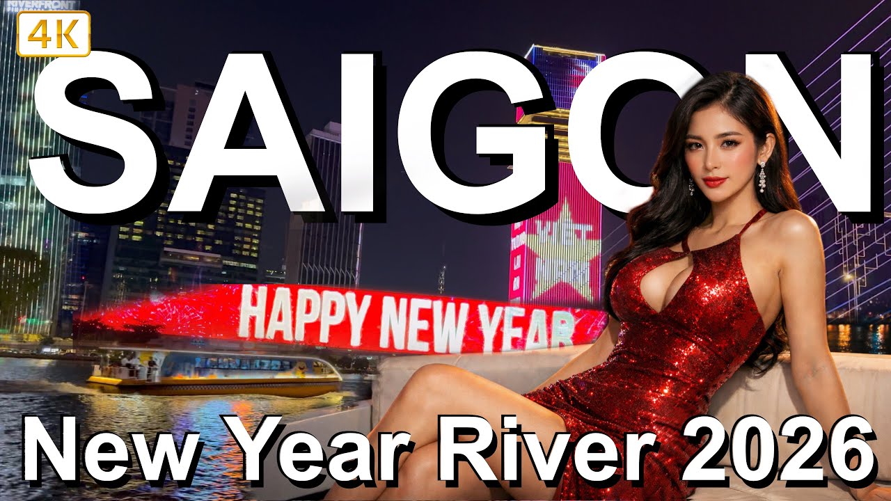 Ho Chi Minh City New Year 2026 🇻🇳 Saigon River Water Bus Night Tour (4K)