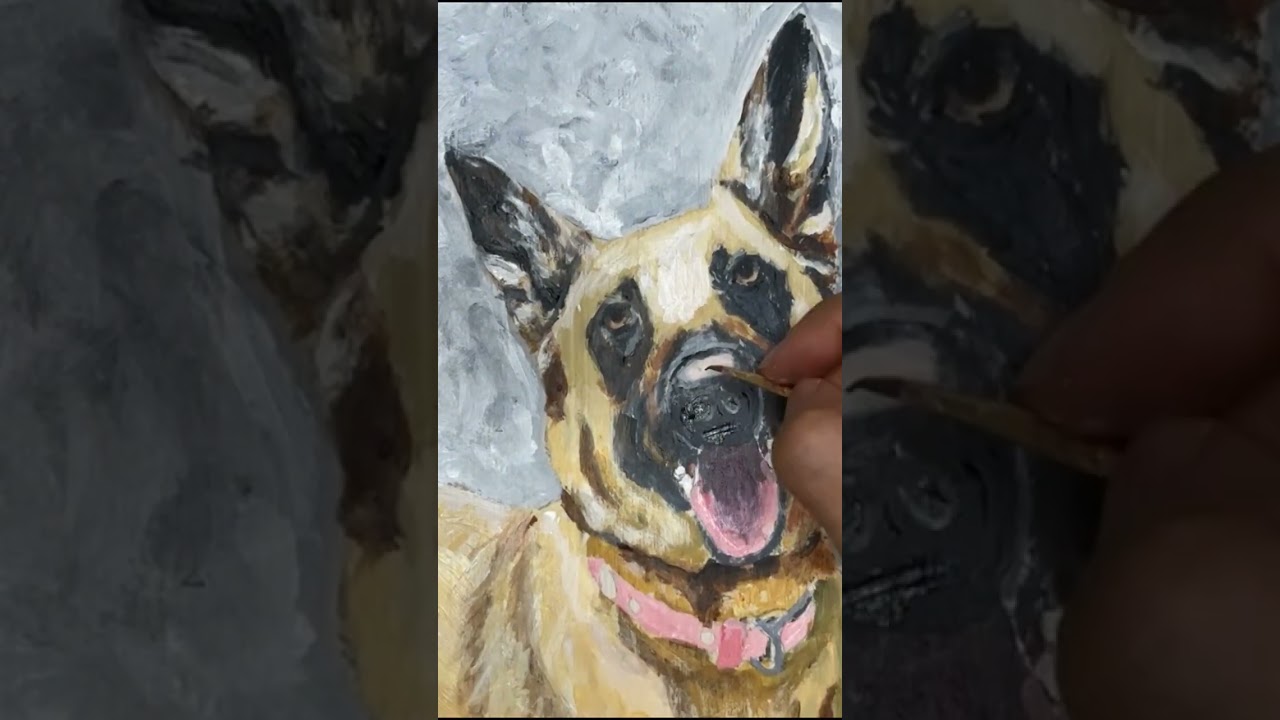 Painting a Belgian Malinois Dog Timelapse Tutorial