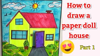 how to make paper doll house front page / paper doll house quiet book/ part -1 / Dolliyon