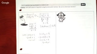 Module 4C - Grade 8 - Lesson 27 - Computational Methods for Solving a Linear System - by Elimination