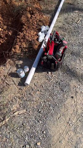 four 90 method to repair a broken 2” pvc main. neighbor was digging for a fence post in the area