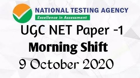 #NTA#UGCNET#SOLVEDPAPER.         paper - 1 [Morning shift] || 9th October 2020. ||  Answer key  ||