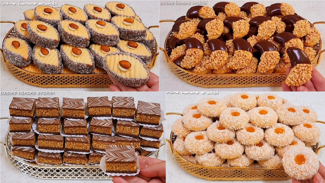 حلويات المولد النبوي/أربع حلويات بمذاقات مختلفة سهلة وسريعة إقتصادية بمكونات بسيطة في متناول الجميع😇