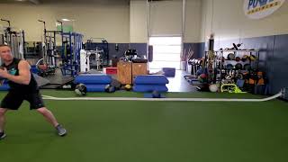 Medicine ball shot put throw with drop step ( with or without partner)