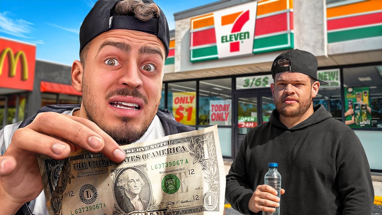 VIVENDO 24H COM APENAS 1 DÓLAR NOS EUA ‹ JonVlogs ›