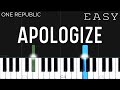 Timbaland - Apologize ft. OneRepublic | EASY Piano Tutorial