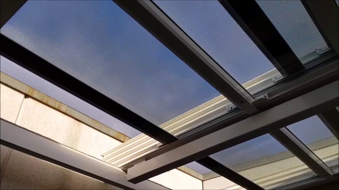 Retractable Sliding Glass Roof with Rain sensor - YouTube