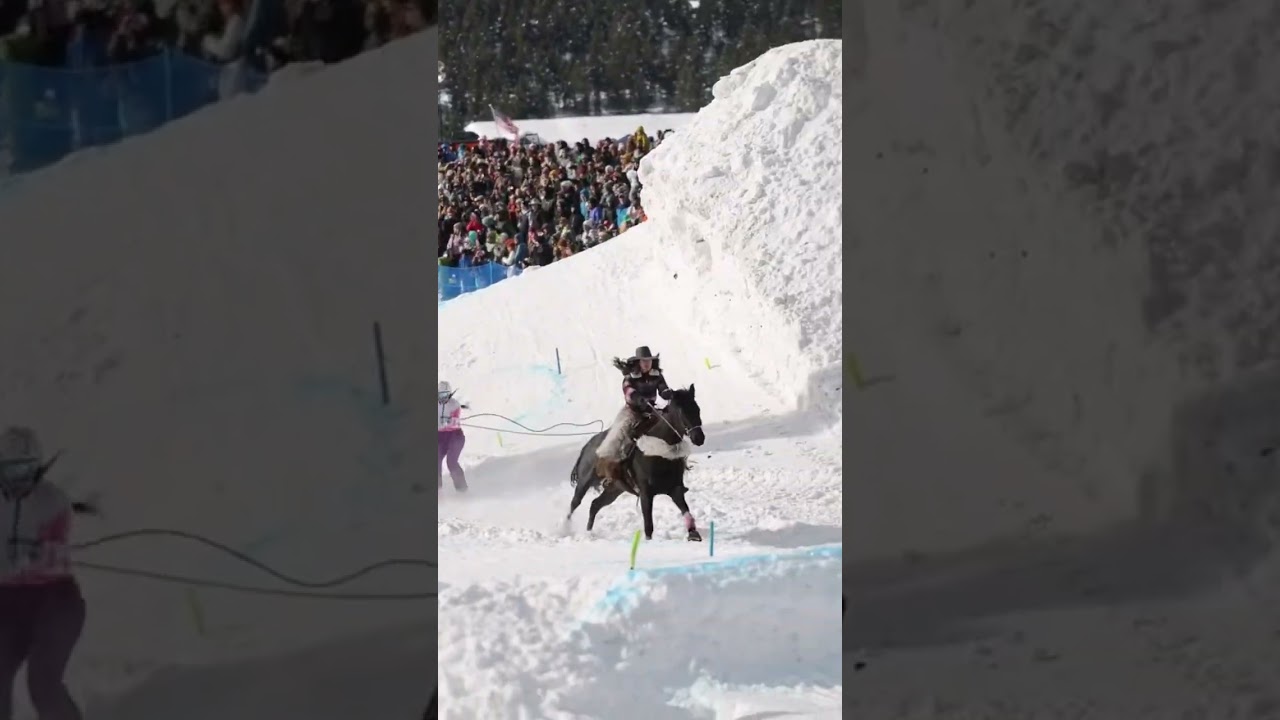 Ladies crushing the skijoring course in 