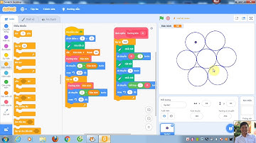 Lập trình Scratch vẽ 7 đường tròn tiếp xúc nhau