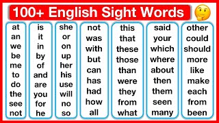 100+ Sight Words in English  | Words you should know | Learn with examples