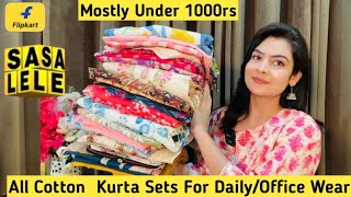 Flipkart Haul / Flipkart Cotton Kurta Set Haul Under 1000rs/ Affordable Daily/Office Wear Kurta Sets