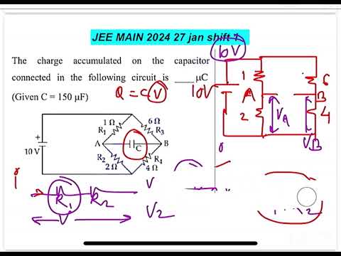 JEE MAIN 2024(27jan shift1)The charge accumulated on the capacitorconnected in the following circui 14 JEE MAIN 2024(27jan shift1)The charge accumulated on the capacitorconnected in the following circui