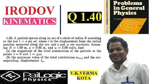 IRODOV 1.40. A particle moves along an arc of a circle of radius R according to the law 1 = a sin co