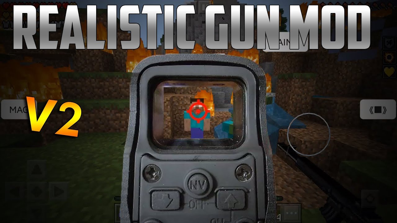Realistic Gun Mod Version 2 Minecraft Pe 1 5 0 Mod Free Download Youtube