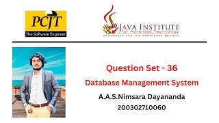 DBMS Question Set 36 |  1st year | Semester 01 | Java Institute | Database Management System