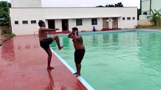 push into the pool - reversed and slow motion video