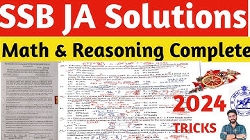 SSB JA ODISHA 2024 Math and Reasoning Detailed Solution and Answers Key with Tricks Crack Govt. Exam