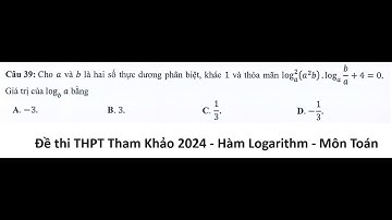 Đề thi tham khảo THPT 2024 - Môn Toán: Câu 39: Cho a và b là hai số thực dương phân biệt, khác 1