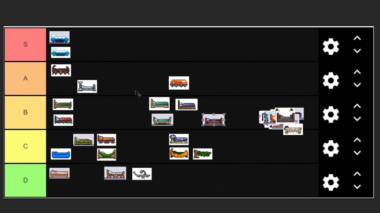 tier listing terraria beds on comfiness YouTube