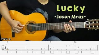Lucky - Jason Mraz (feat. Colbie Caillat) - Fingerstyle Guitar Tutorial   TAB & Lyrics