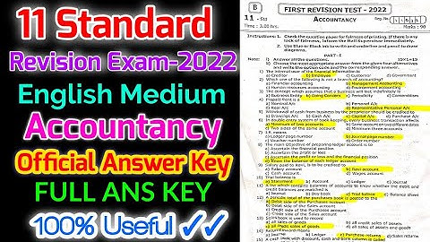 TN 11TH STD FIRST REVISION EXAMINATION-2022 ACCOUNTANCY OFFICIAL FULL ANSWER KEY II +1 ACCOUNTANCY