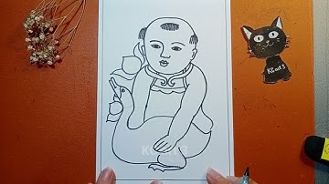 Tranh Dân Gian - vẽ lại tranh dân gian "Phú Quí" | KC art 3