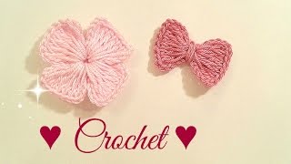 وردة كروشيه #1وفيونكة?? فكرة سهلة وسريعة|قناة #كروشي_مع_ناننو Crochet Flower & Ribbon