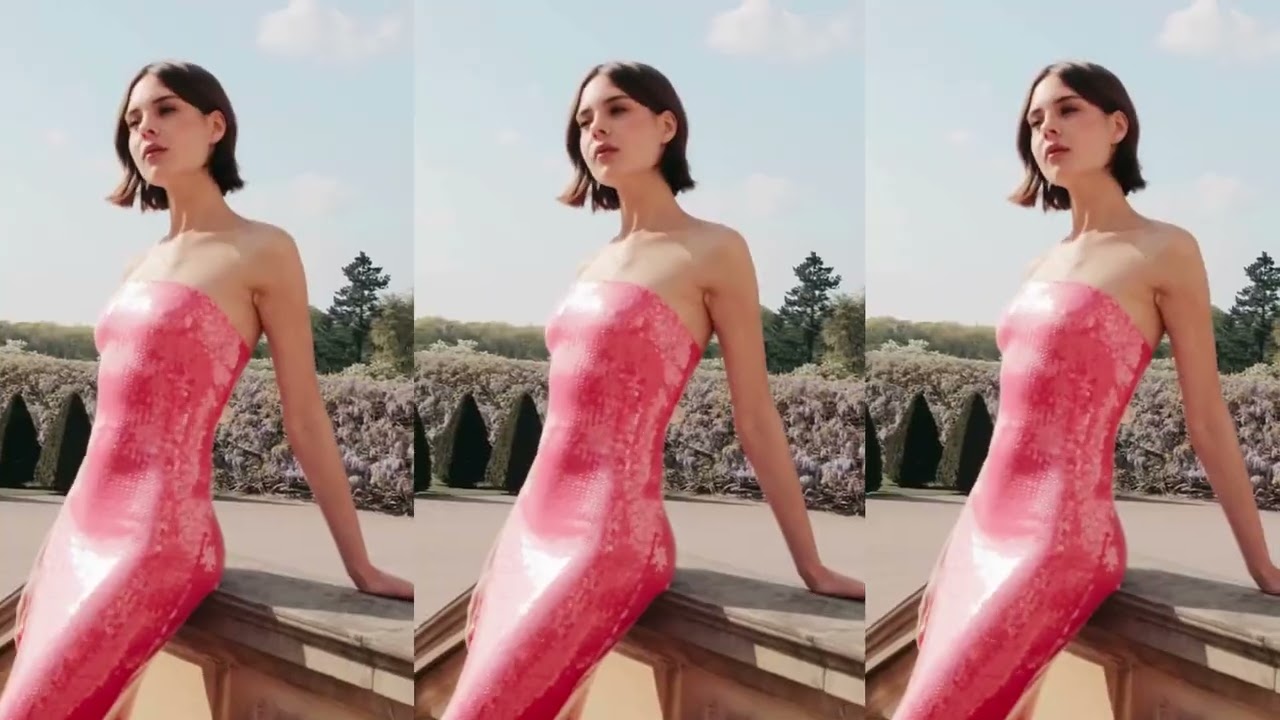 Rare London | Hot Pink Sequin Maxi Dress | Bandeau | Wedding Guest | Prom | Party Season | Holiday