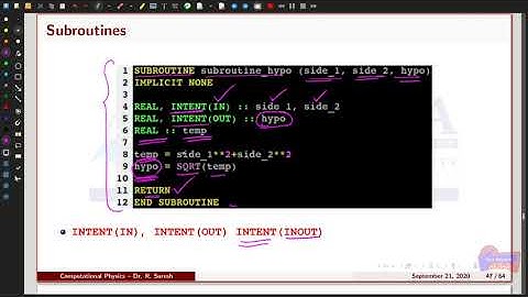 Computational Physics -- FORTRAN 90/95 Passing arrays to subroutines -- MSc., SASTRA |Lecture-16|