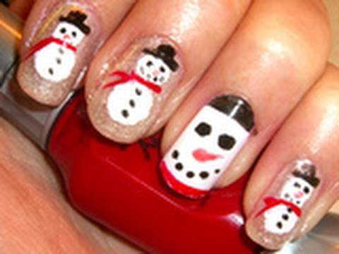 Holiday Nail Design .::.GLITTERY SNOWMEN!.::.