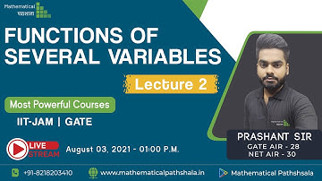 FUNCTIONS OF SEVERAL VARIABLES  LECTURE 2 || IIT JAM || GATE