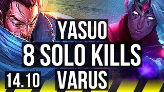 YASUO & Heimerdinger vs VARUS & Pyke (ADC) | 8 solo kills, 1200+ games | KR Master | 14.10