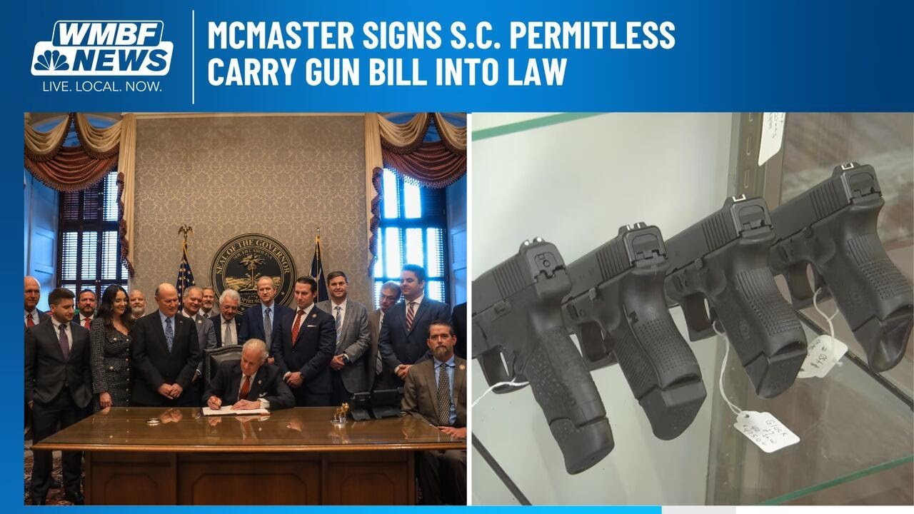 McMaster signs S.C. permitless carry gun bill into law - YouTube