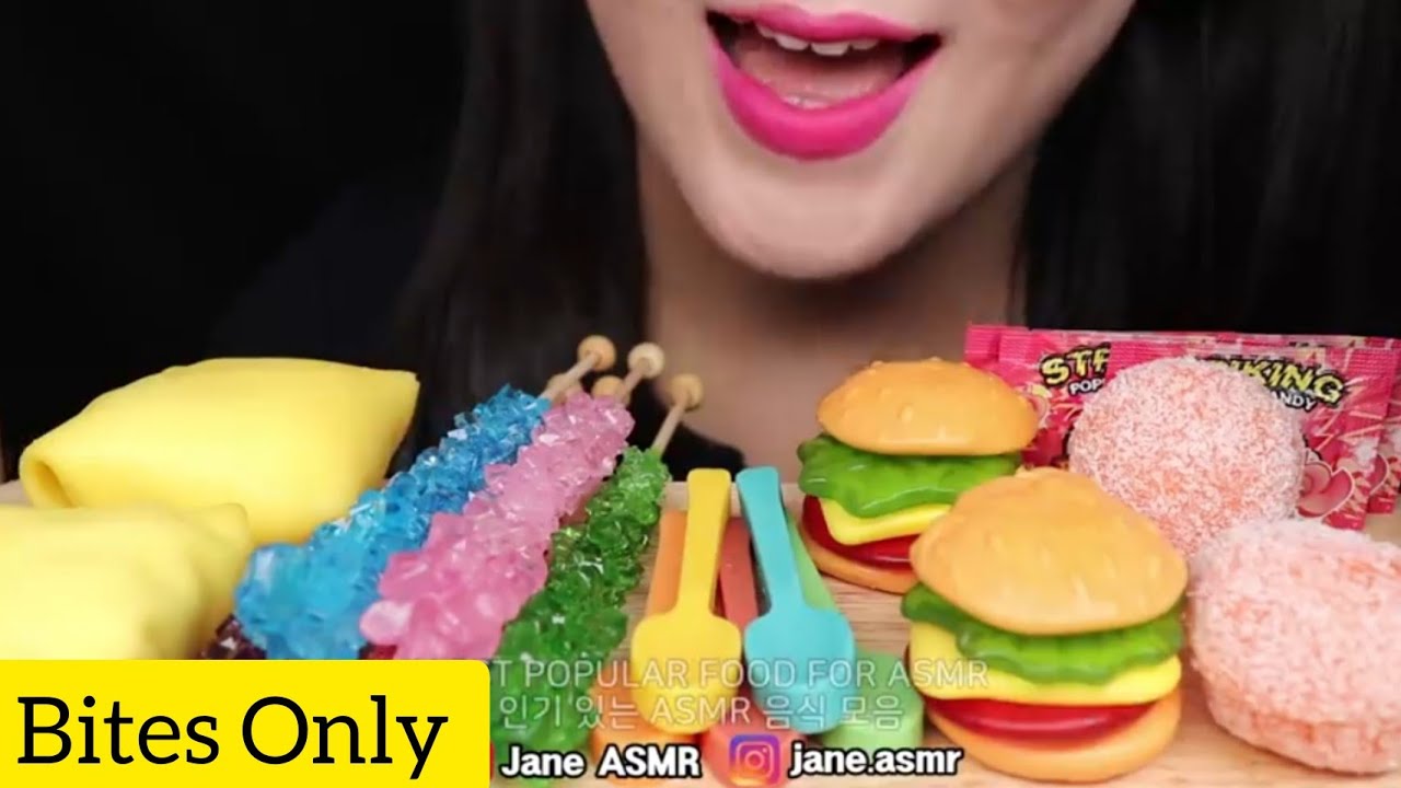 BITES ONLY Rock Candy, Spoon, Gummy, Mango Cake // Jane ASMR 제인